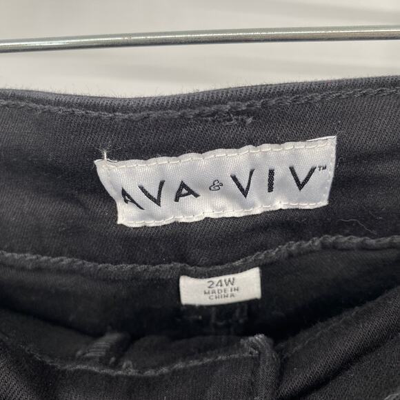 Ava & Viv Black Rolled Hem Jean Shorts Black New 24W - Picture 5 of 10